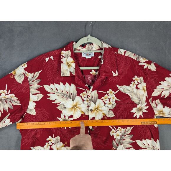 PACIFIC LEGEND Mens 3XL Hawaiian Camp Shirt Red Floral USA - Picture 5 of 6